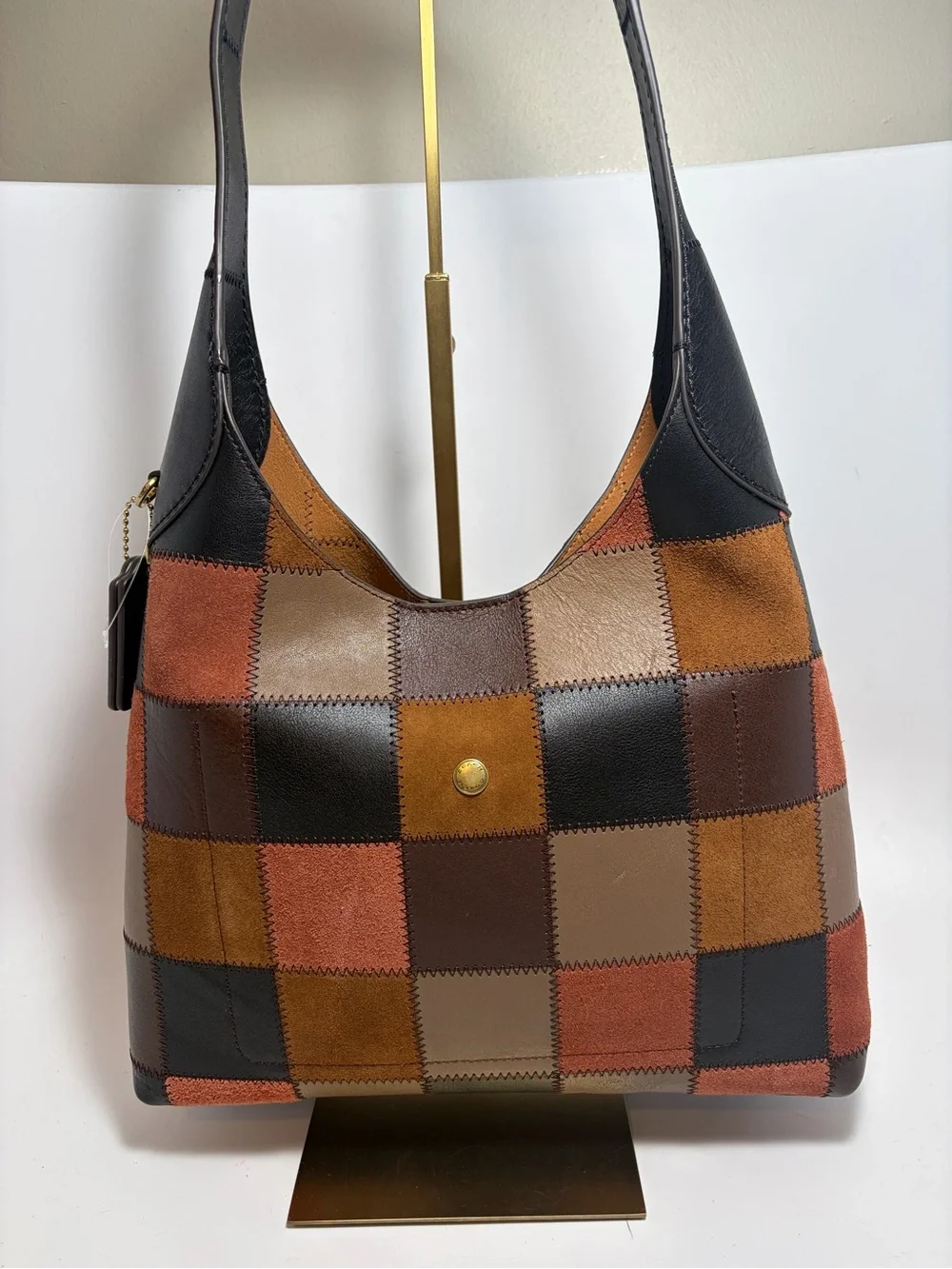 Coach Patchwork Shoulder Bag in Black, Brown, Tan and Rust
